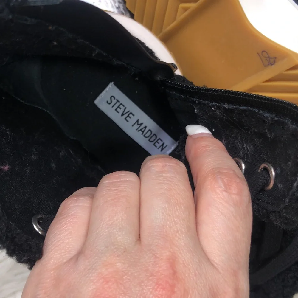 Steve Madden Shaft Faux Fur Platform Sneakers - Picture 15 of 16